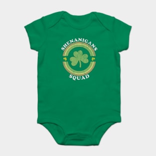 Shenanigans Squad Funny St. Patricks Day Retro Vintage Distressed Baby Bodysuit